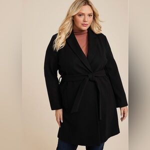 Maurices Plus Size Black trench coat/wrap coat